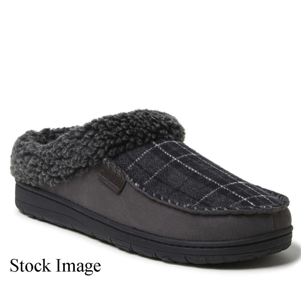 Dearfoam Men's Brendan Microfiber Suede Clog with Whipstitch Slipper - Medium